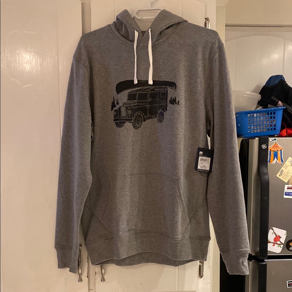 New large Woods grey Graphic Hoodie